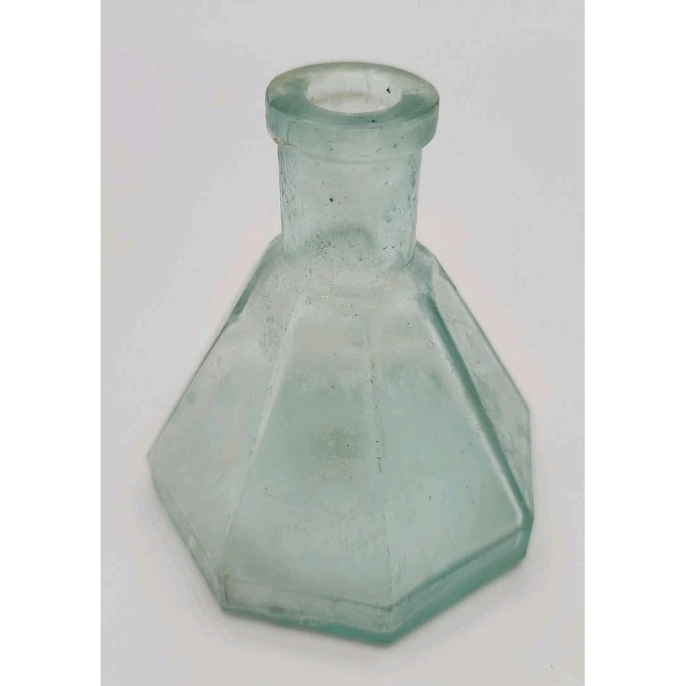 Antique Light Aqua Umbrella Glass Inkwell